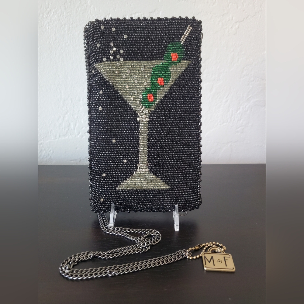 Martini Glass Crossbody Beaded Purse
